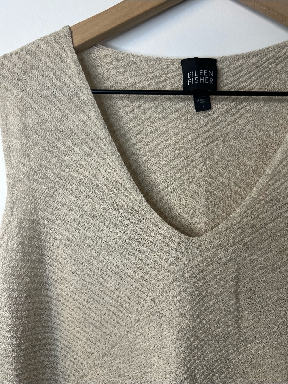 Eileen Fisher Women’s Tan Wool Sweater Twinset w/ Open Cardigan and Tank, Large - Picture 3 of 14